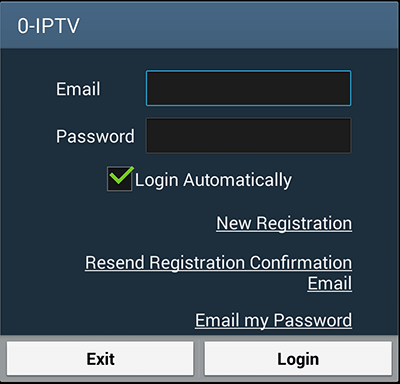 new login or registration screen